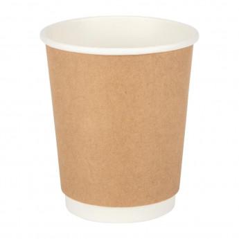 Fiesta Disposable Coffee Cups Double Wall Kraft 225ml / 8oz - Click to Enlarge