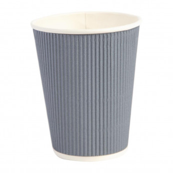 Fiesta Disposable Coffee Cups Ripple Wall Charcoal 340ml / 12oz - Click to Enlarge