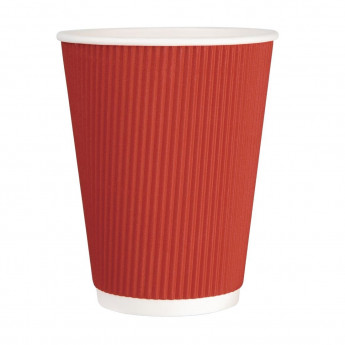 Fiesta Disposable Coffee Cups Ripple Wall Red 340ml / 12oz - Click to Enlarge