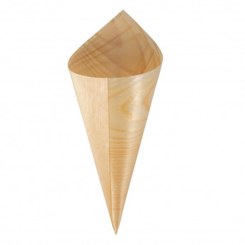 Fiesta Green Biodegradable Wooden Canape Cones 75mm (Pack of 100) - Click to Enlarge