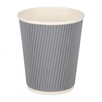 Fiesta Disposable Coffee Cups Ripple Wall Charcoal 225ml / 8oz - Click to Enlarge