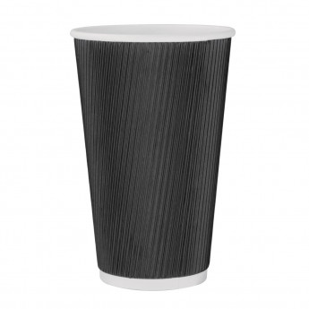 Fiesta Ripple Wall Takeaway Coffee Cups Black 455ml / 16oz - Click to Enlarge
