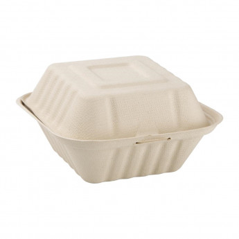 Fiesta Green Compostable Bagasse Burger Boxes Natural Colour 152mm (Pack of 500) - Click to Enlarge