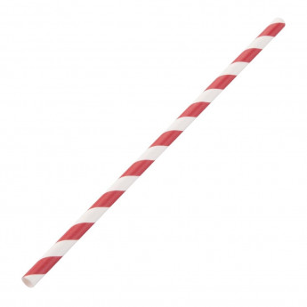 Fiesta Green Compostable Paper Straws Red Stripes (Pack of 250) - Click to Enlarge