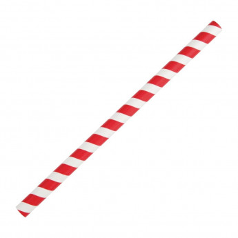Fiesta Green Compostable Paper Smoothie Straws Red Stripes (Pack of 250) - Click to Enlarge