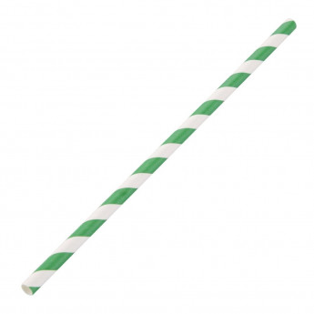 Fiesta Green Compostable Paper Straws Green Stripes (Pack of 250) - Click to Enlarge