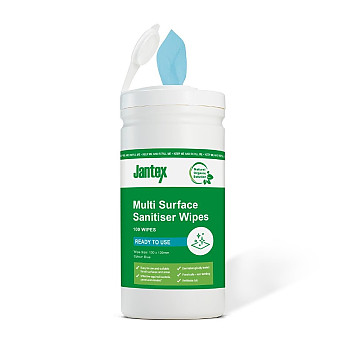 Jantex Green Probe Sanitiser Wipes Starter Tub 130mm (Pack of 100) - Click to Enlarge
