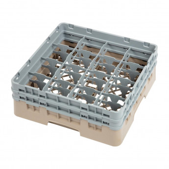 Cambro Camrack Beige 16 Compartments Max Glass Height 133mm - Click to Enlarge
