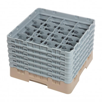 Cambro Camrack Beige 16 Compartments Max Glass Height 298mm - Click to Enlarge