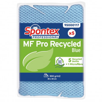 Spontex MF Pro Recycled Microfibre Cloth Blue (pk5) - Click to Enlarge