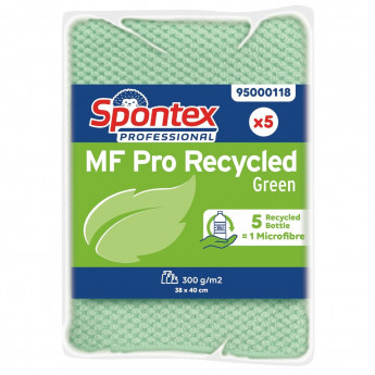 Spontex MF Pro Recycled Microfibre Cloth Green (pk5) - Click to Enlarge
