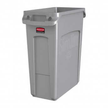 Rubbermaid Slim Jim Container With Venting Channels Grey 60Ltr - Click to Enlarge