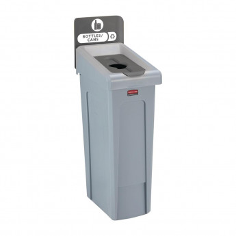 Rubbermaid Slim Jim Bottles and Cans Recycling Station Dark Grey 87Ltr - Click to Enlarge