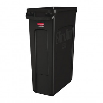 Rubbermaid Slim Jim Container With Venting Channels Black 87Ltr - Click to Enlarge