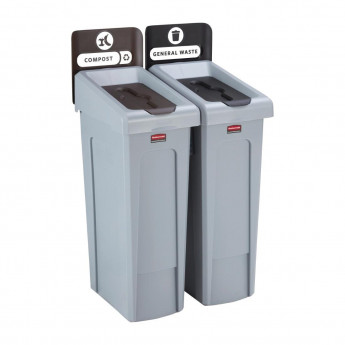 Rubbermaid Slim Jim Two Stream Recycling Station 87Ltr - Click to Enlarge