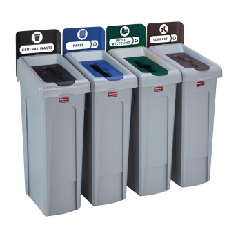 Rubbermaid Slim Jim Four Stream Recycling Station 87Ltr - Click to Enlarge