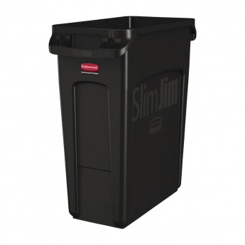 Rubbermaid Slim Jim Container With Venting Channels Black 60Ltr - Click to Enlarge