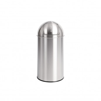 Bolero Stainless Steel Push Top Bullet Bin Silver 40Ltr - Click to Enlarge