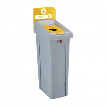 Rubbermaid Slim Jim Plastic Recycling Station Yellow 87Ltr - Click to Enlarge
