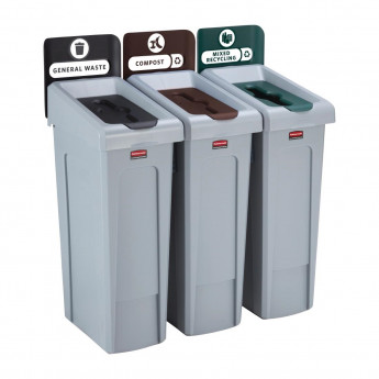 Rubbermaid Slim Jim Three Stream Recycling Station 87Ltr - Click to Enlarge