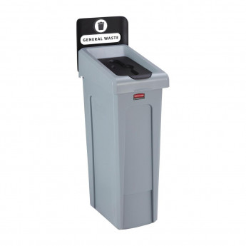 Rubbermaid Slim Jim General Waste Recycling Station Black 87Ltr - Click to Enlarge