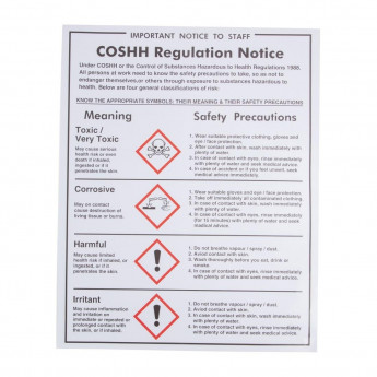 Vogue COSHH Regulations Sign - Click to Enlarge