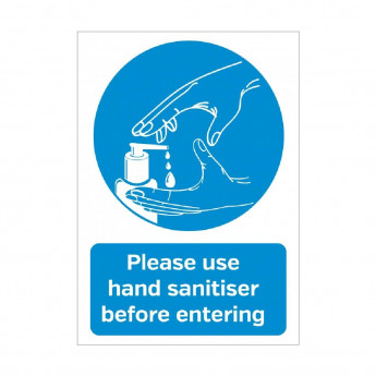 Please Use Hand Sanitiser Before Entering Sign A5 Self-Adhesive - Click to Enlarge