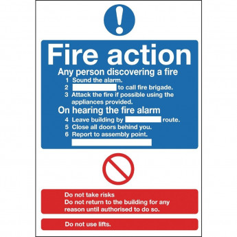 Fire Action Sign - Click to Enlarge