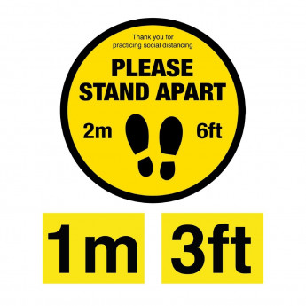 Please Stand Apart Social Distancing 1m and 2m Floor Graphic Bundle 400mm - Click to Enlarge