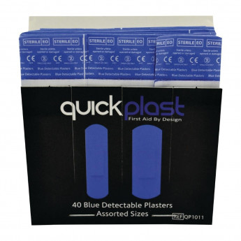 Quickplast Blue Detectable Plasters (Pack of 40) - Click to Enlarge