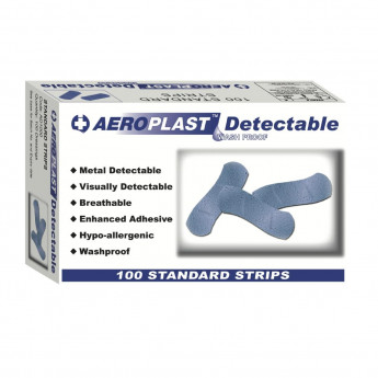 AEROPLAST DETECTABLE BLUE PLASTERS EXTRA WIDE 25X75MM - BOX 100 - Click to Enlarge