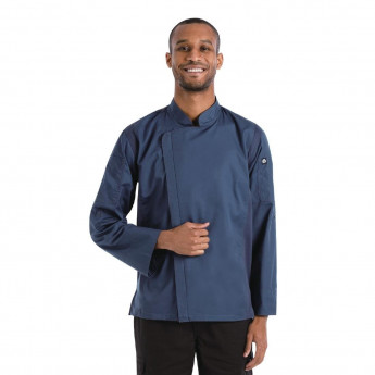 Chef Works Hartford Lightweight Zipper Unisex Chef Jacket Blue - Click to Enlarge