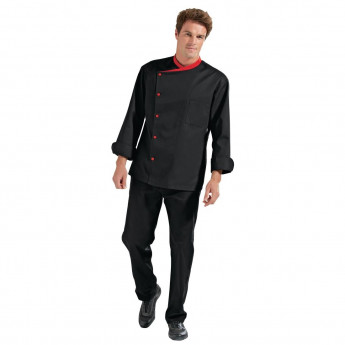 Bragard Juliuso Jacket Black with Red Long Sleeve - Click to Enlarge