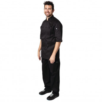 Chef Works Unisex Montreal Cool Vent Short Sleeve Chefs Jacket Black - Click to Enlarge
