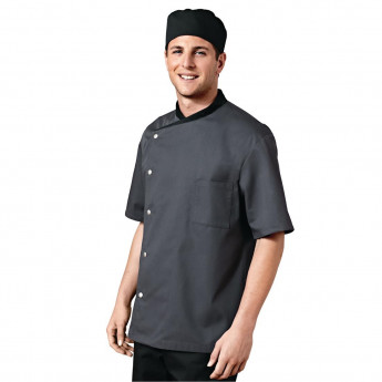 Bragard Juliuso Jacket Charcoal with Black Short Sleeve - Click to Enlarge