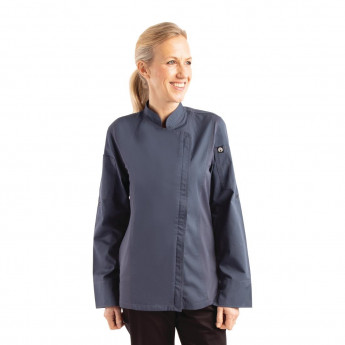 Chef Works Hartford Lightweight Zip Womens Chef Jacket Blue - Click to Enlarge