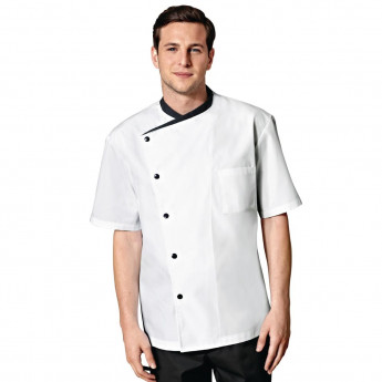Bragard Juliuso Jacket White with Black Short Sleeve - Click to Enlarge