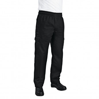 Chef Works Unisex Slim Fit Cargo Chefs Trousers Black - Click to Enlarge