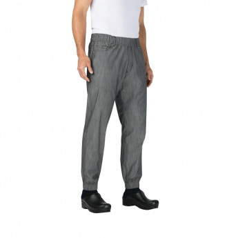 Chef Works Urban Jogger Black and White Fine Stripe Trousers - Click to Enlarge