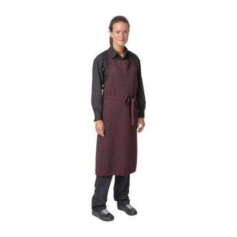 Bragard Lany Apron Black with Red Stripe - Click to Enlarge