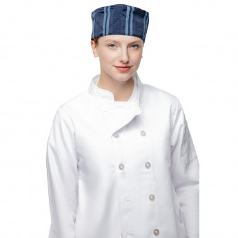 Chef Works Presidio Navy Satin Stripe Cool Vent Beanie - Click to Enlarge