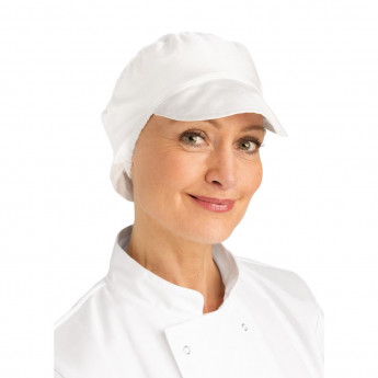 Whites Unisex Bakers Cap with Snood White - Click to Enlarge