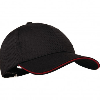 Chef Works Cool Vent Baseball Cap Black with Red - Click to Enlarge