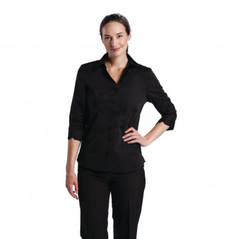 Chef Works Womens Stretch Shirt Black - Click to Enlarge