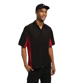 Colour by Chef Works Unisex Contrast Shirt Black and Red - Click to Enlarge