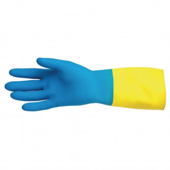 MAPA Alto 405 Liquid-Proof Heavy-Duty Janitorial Gloves Blue and Yellow - Click to Enlarge