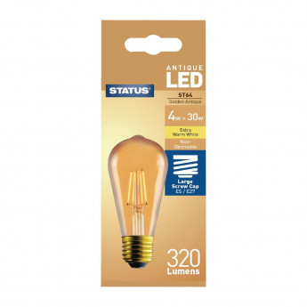Status 320 Lumens Pear Golden Light Bulb Crystalite Antique LED ST64 ES 4w - Click to Enlarge