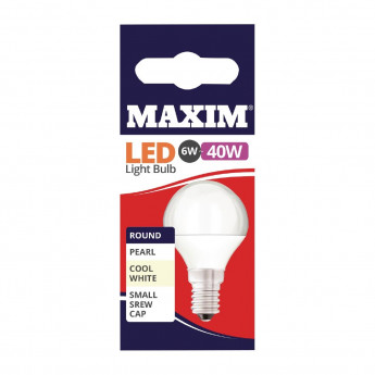 Maxim LED Round SES Cool White Light Bulb 6/40w - Click to Enlarge