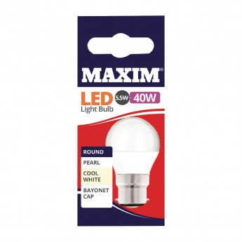 Maxim LED Round BC Cool White Light Bulb 6/40w - Click to Enlarge