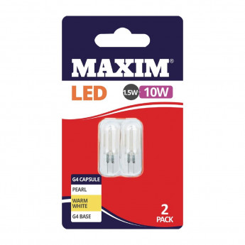 Maxim LED G4 Warm White Light Bulb 1.5/10w (Pack of 2) - Click to Enlarge